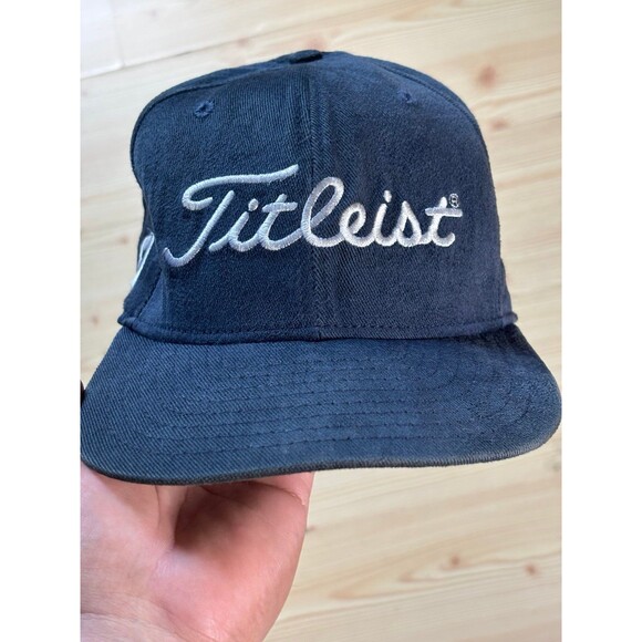 Vintage Titleist Footjoy Script New Era Wool Fitted Hat Cap Size 7 1/2 USA Blue - Picture 2 of 8